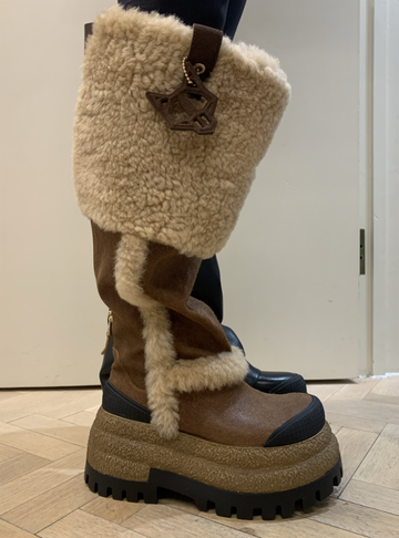Dame Black Leather Shearling
