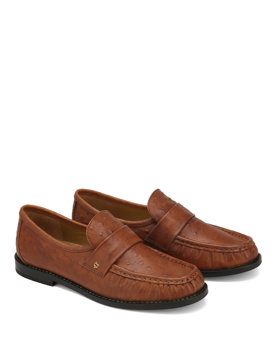 Goldie Ostrich Print Leather